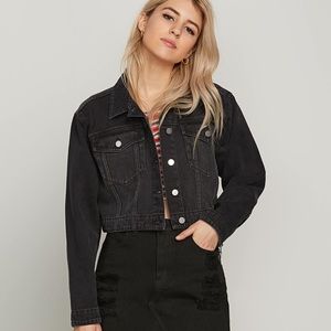 Volcom Crop N Block Black Jean Jacket